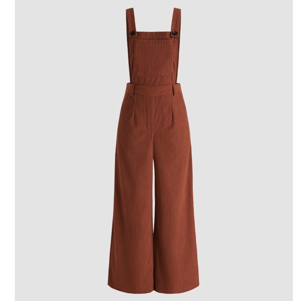 CIDER Corduroy Wide Leg Jumpsuit Overall Women M Orange Boho Hippie Cottage Core - Picture 2 of 10